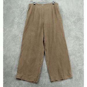 JJ ill Pants Women 16 Linen Wide Leg Pockets Pleated Lagenlook Boxy Relaxed Zip